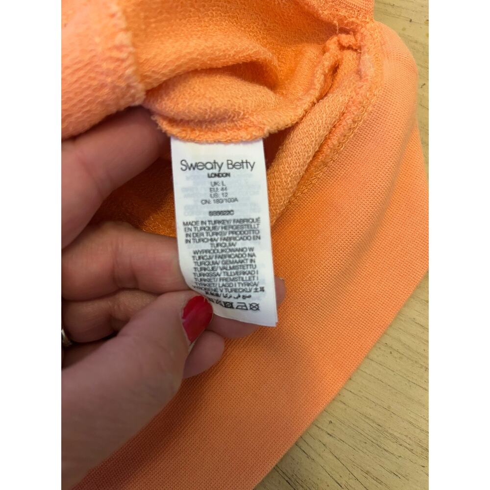 Sweaty Betty Crop Sweatshirt ORANGE Sz L/12 Coral Cotton Soft Cozy Active Gym - Picture 6 of 10